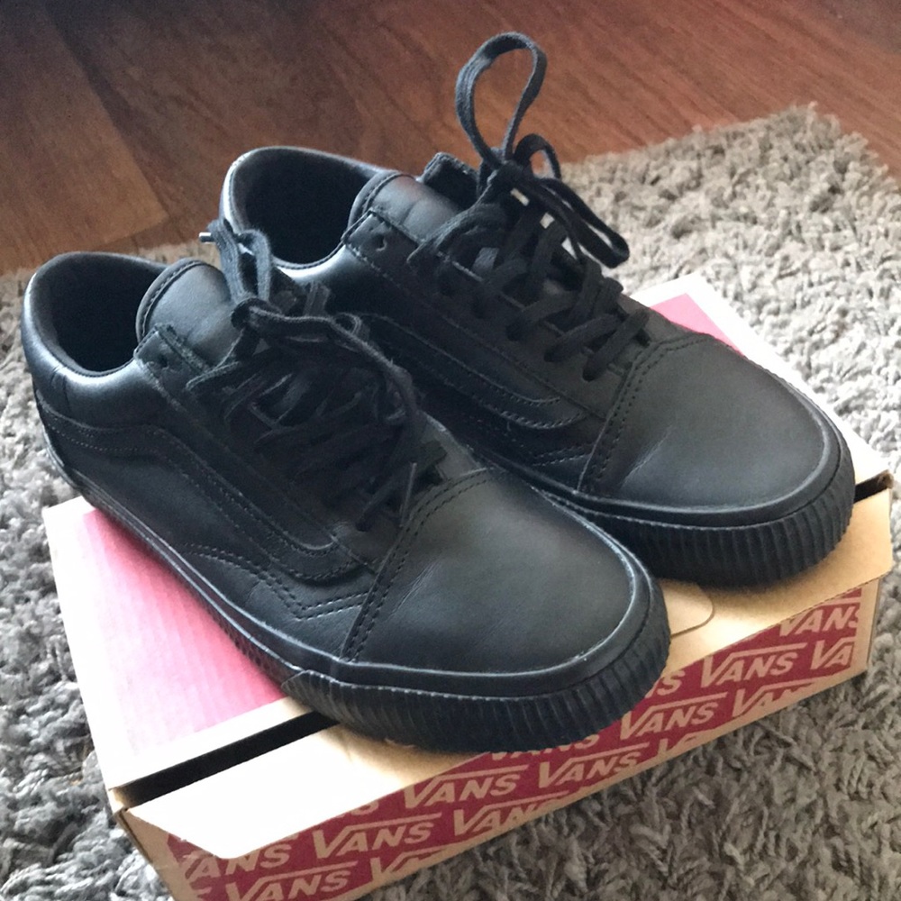 All black leather vans